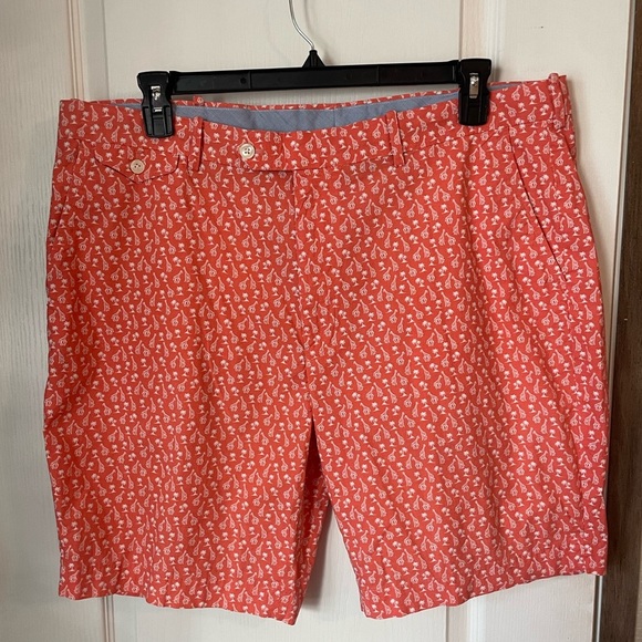 Polo Golf Ralph Lauren Classic Fit Flat Front Shorts Orange‎ Giraffe Print SZ 40 - Picture 1 of 6